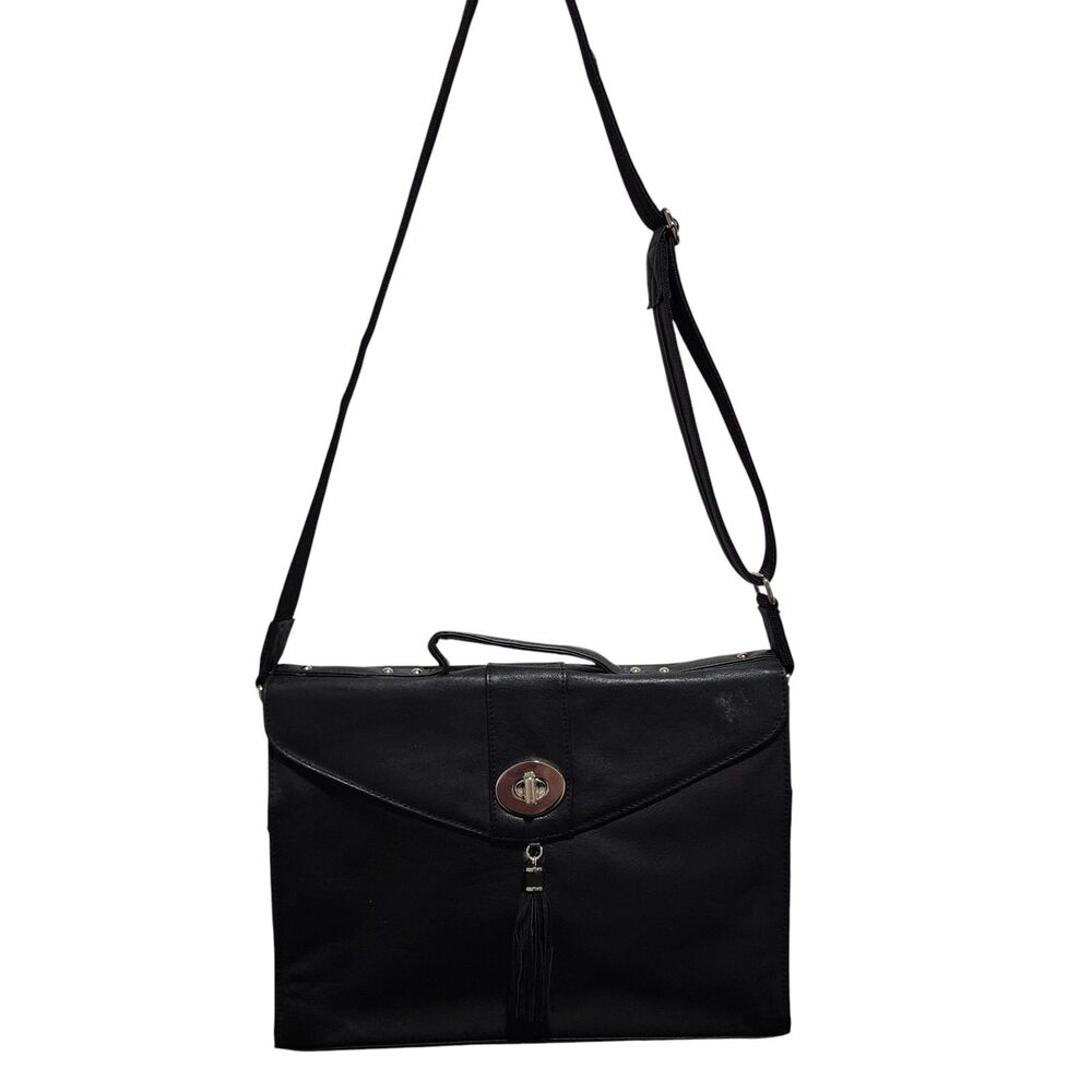 Gun Tote’n Mamas Black Leather Concealed Carry Briefcase Crossbody Bag